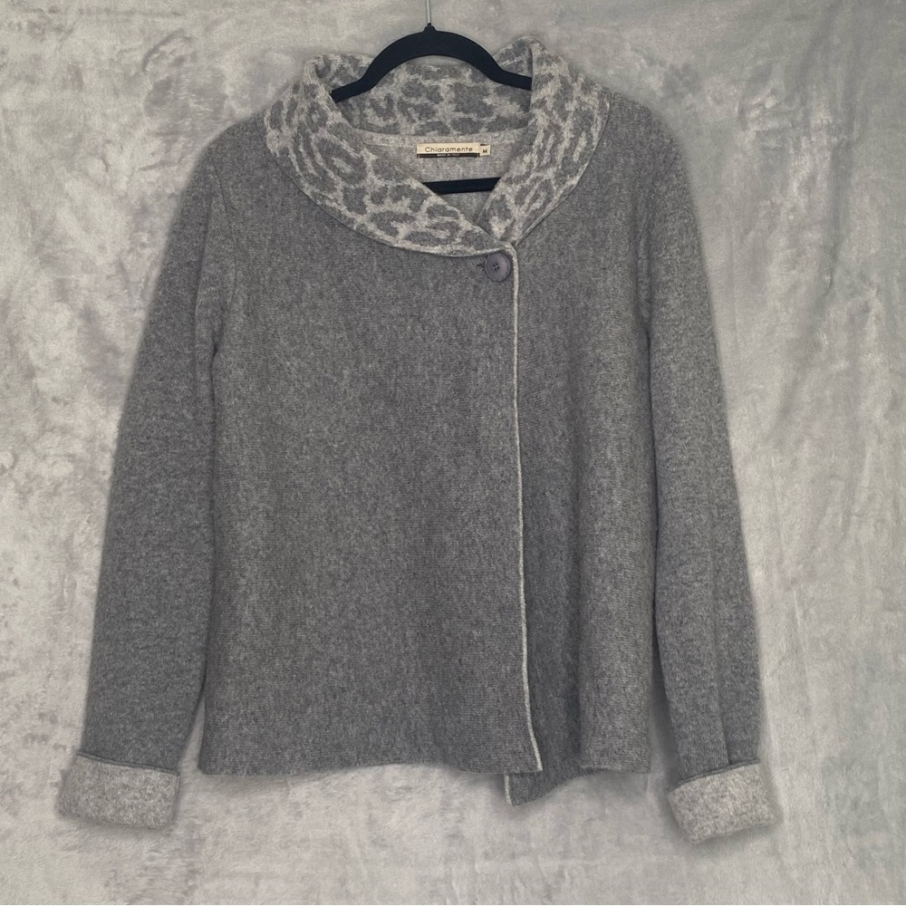 Chiaramente Knit Wool Sweater Cardigan Poncho Made in Italy Sz M